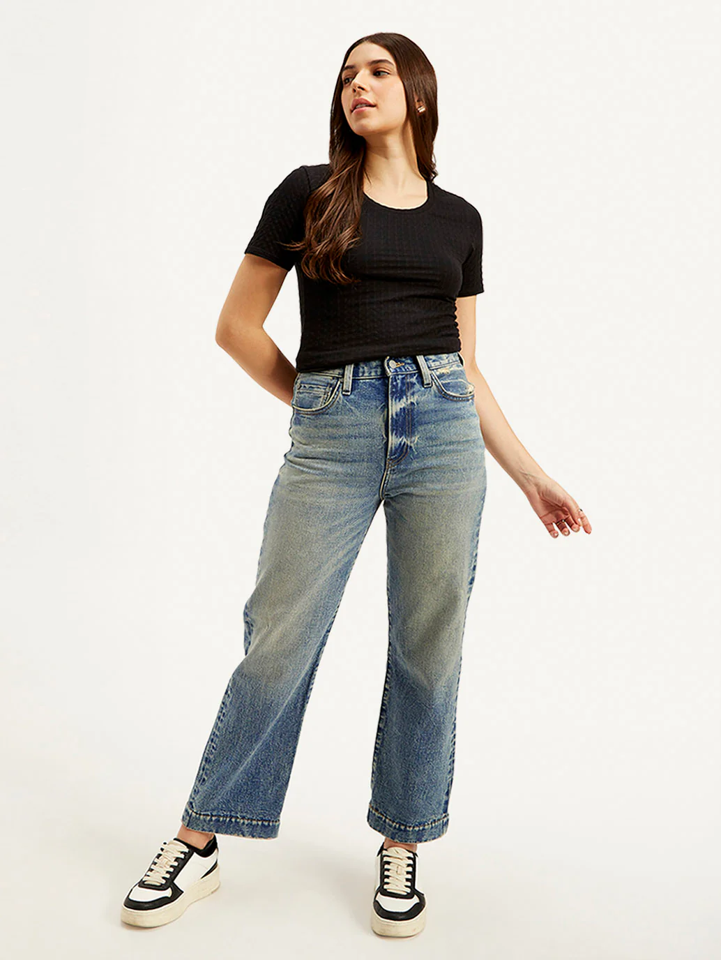Women's Blue Ribcage Straight Fit High Rise Jeans - Image 2
