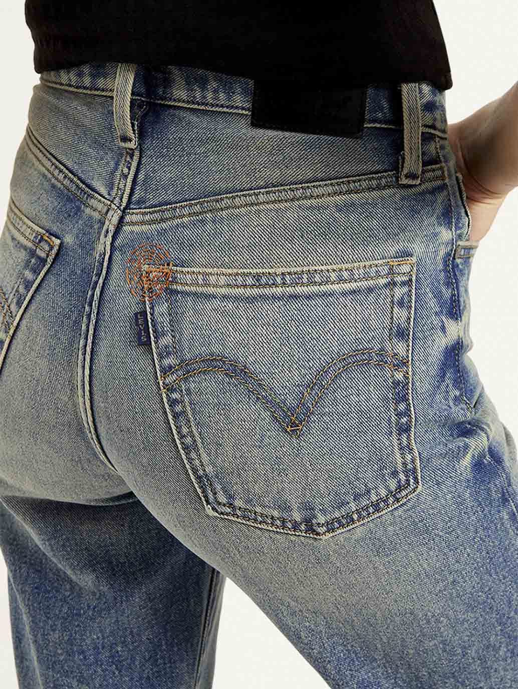 Women's Blue Ribcage Straight Fit High Rise Jeans - Image 5