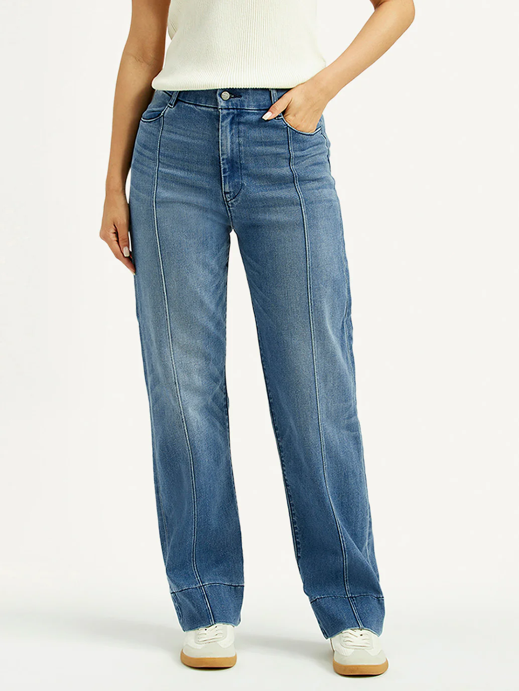 Women's Redloop Blue Ribcage Straight Fit High Rise Jeans - Image 2
