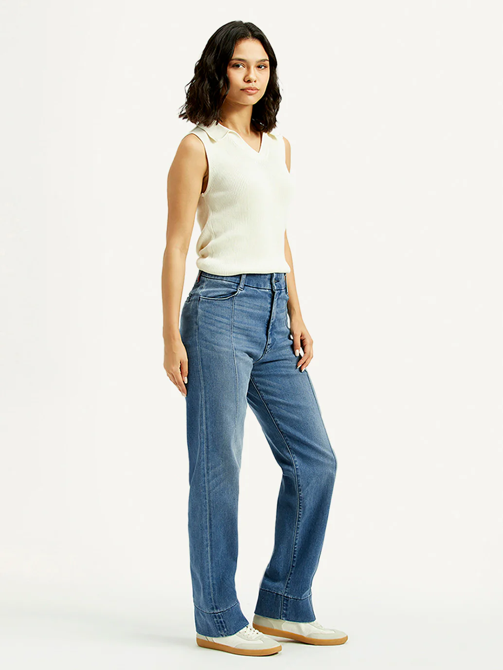 Women's Redloop Blue Ribcage Straight Fit High Rise Jeans - Image 5