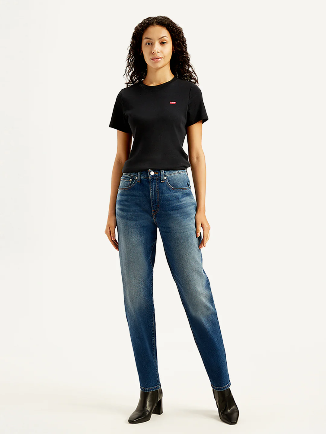 Women's Blue Loose Fit High Rise Boyfriend Jeans