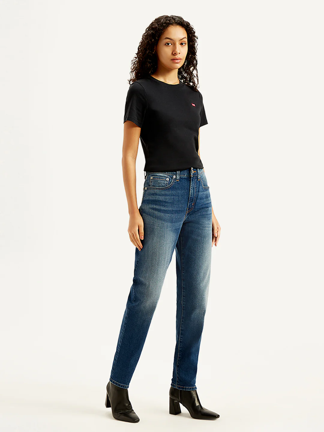 Women's Blue Loose Fit High Rise Boyfriend Jeans - Image 3