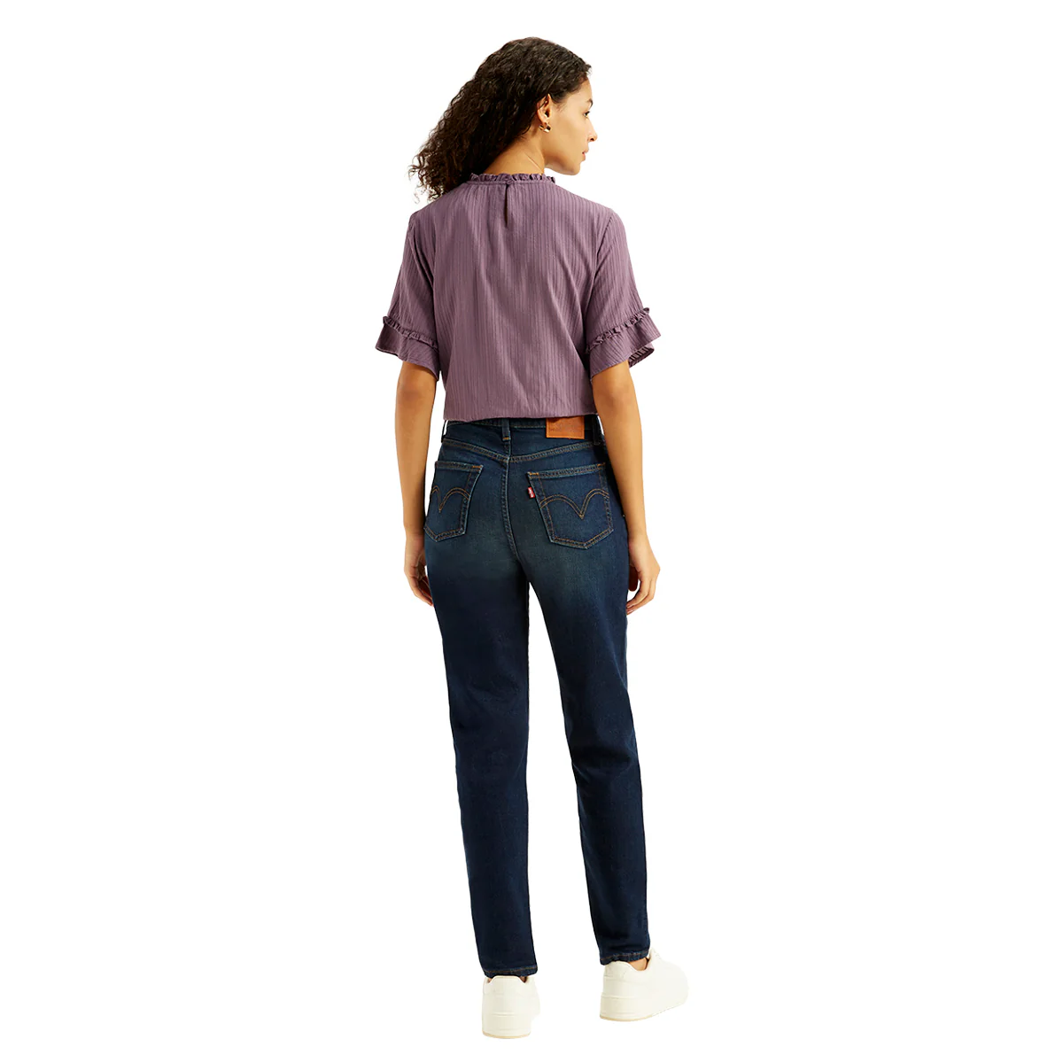 Women's Navy Blue Loose Fit High Rise Boyfriend Jeans - Image 5