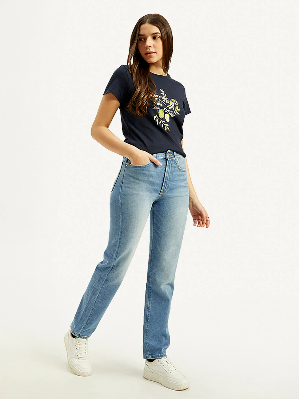 Women's Blue Wedgie Straight Fit High Rise Jeans - Image 2