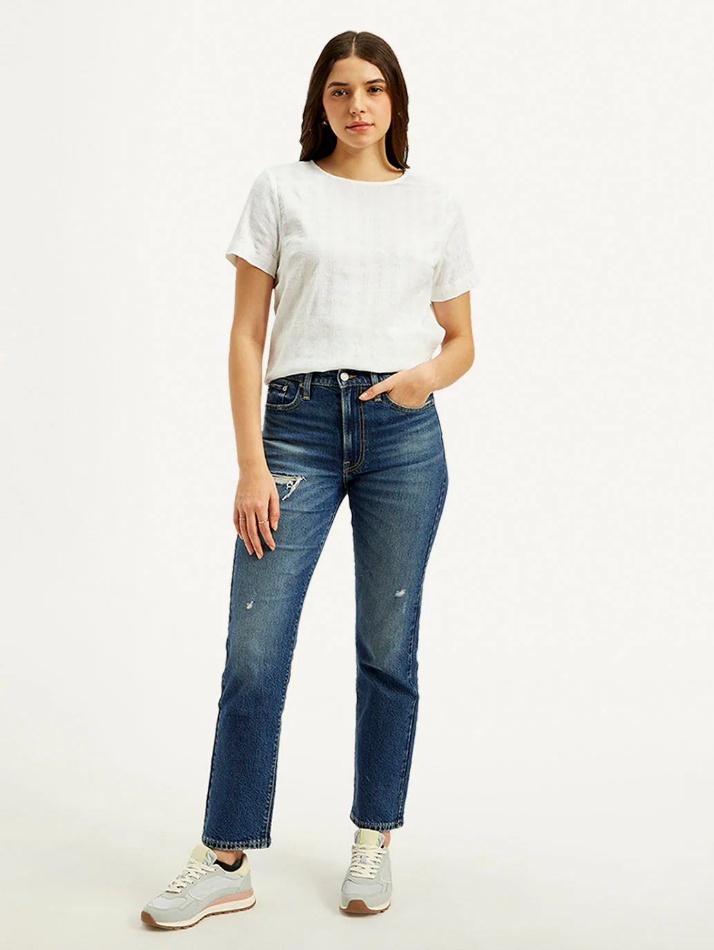 Women's Blue Wedgie Straight Fit High Rise Jeans - Image 2