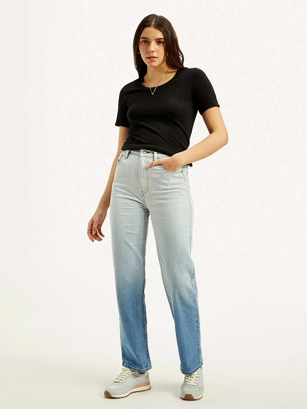 Women's Blue Ribcage Straight Fit High Rise Jeans - Image 3
