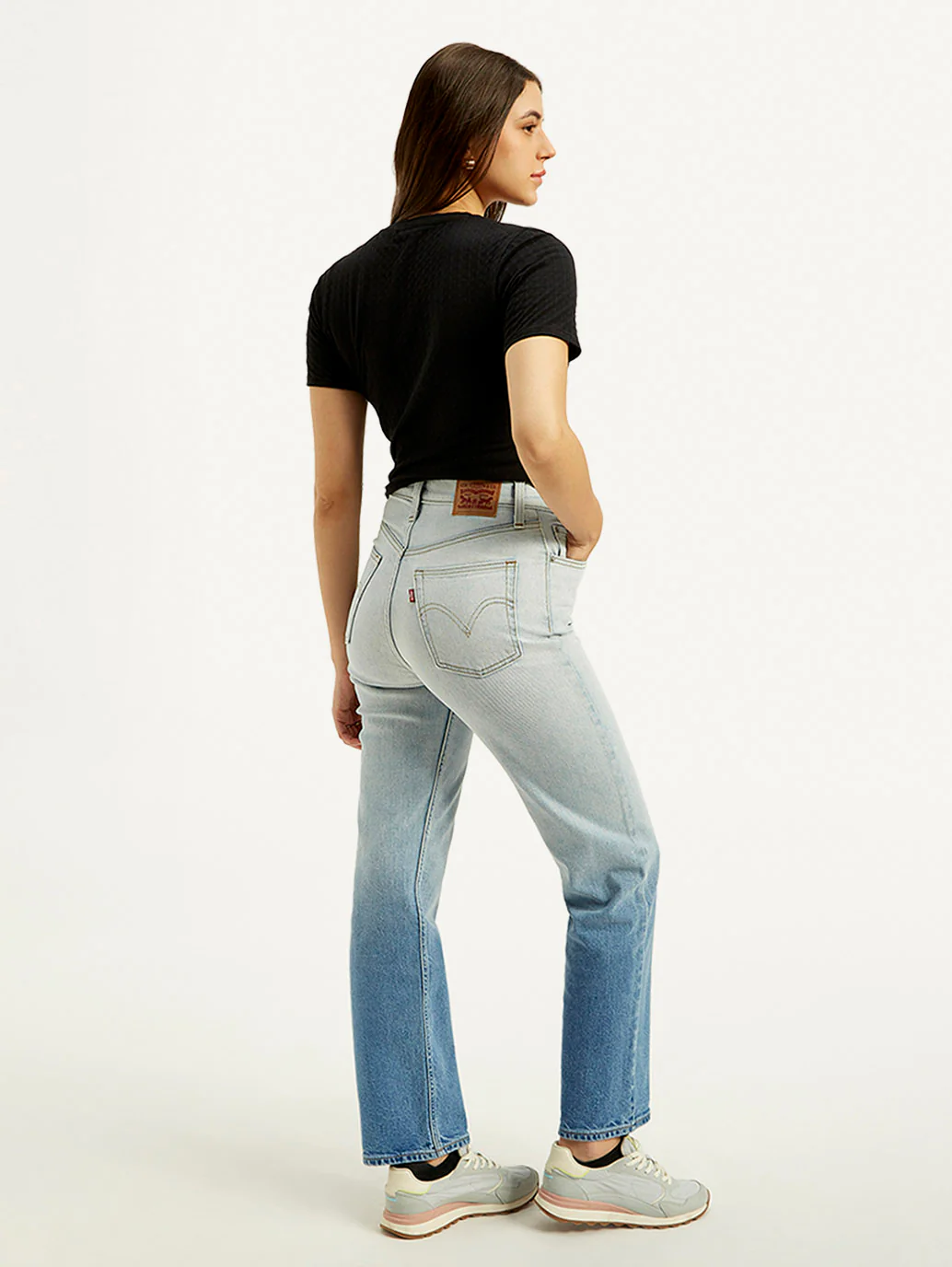 Women's Blue Ribcage Straight Fit High Rise Jeans - Image 4