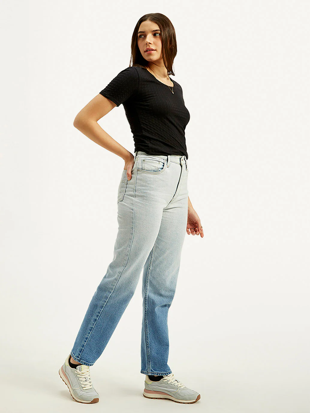 Women's Blue Ribcage Straight Fit High Rise Jeans - Image 6