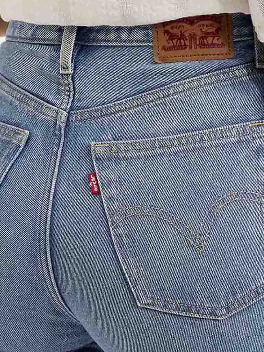 Women's Blue Ribcage Bell Bottom Wide Leg Fit High Rise Jeans - Image 4