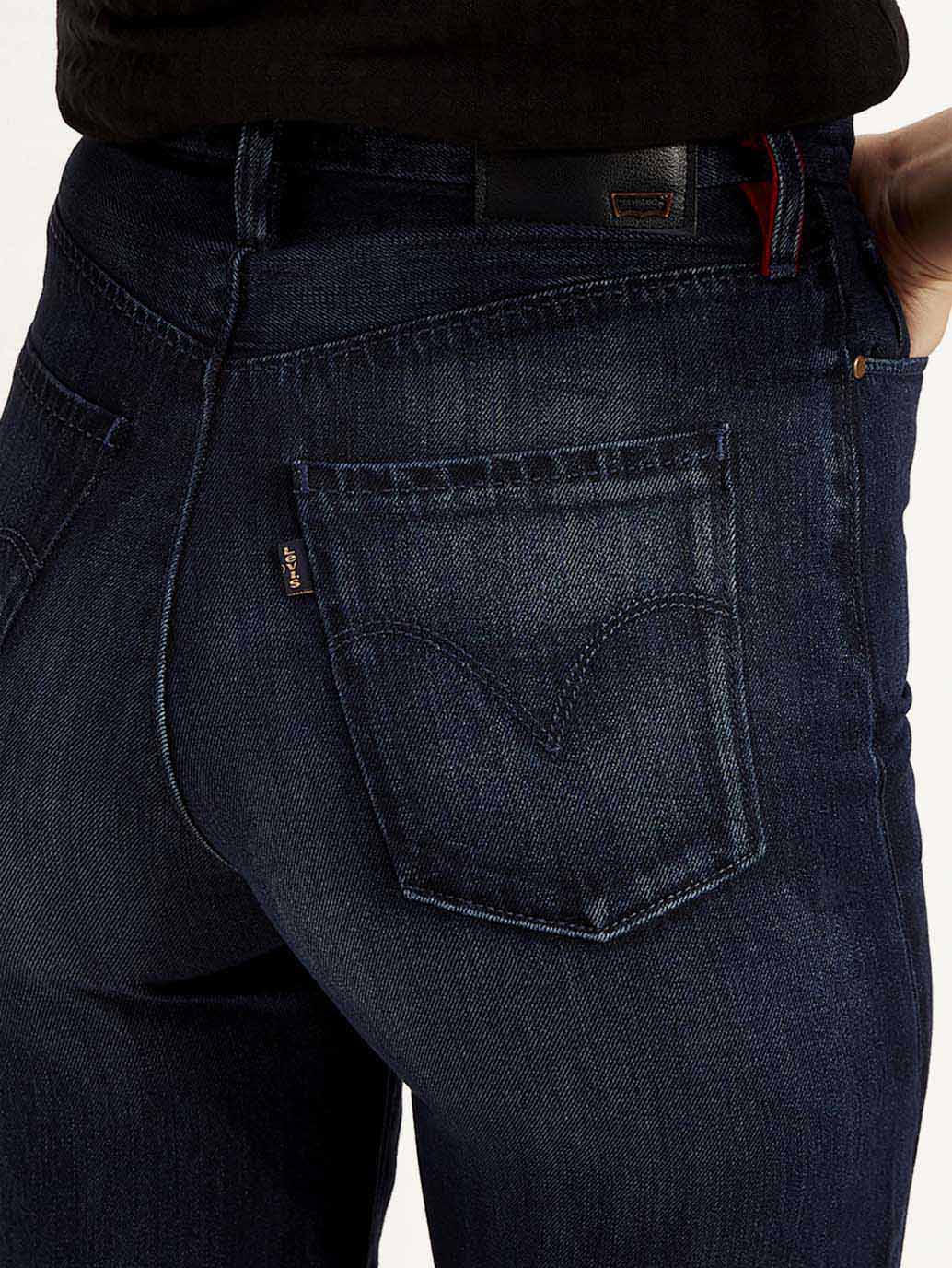 Women's Redloop Dark Blue Ribcage Bell Bottom Wide Leg Fit High Rise Jeans - Image 4
