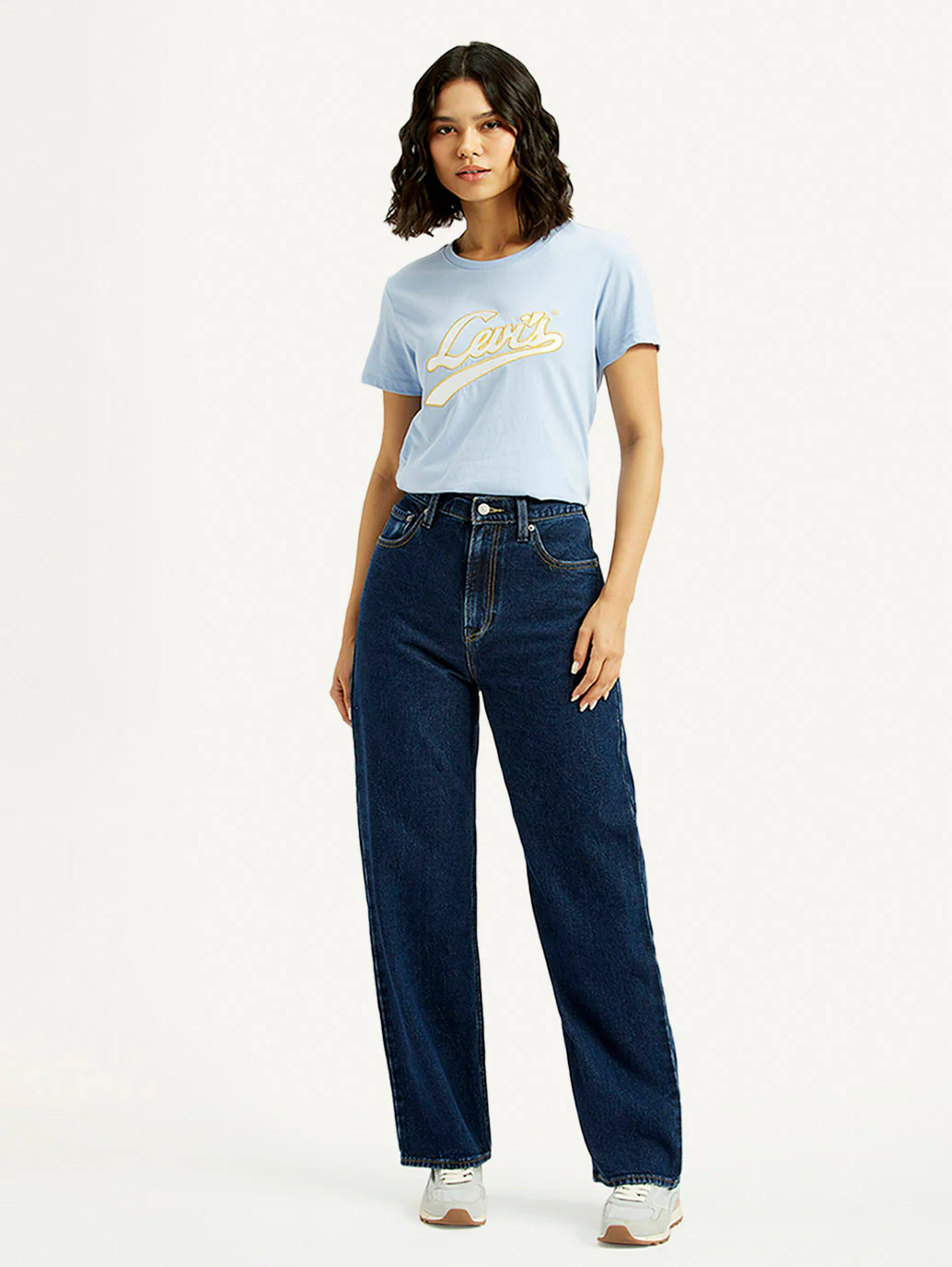 Women's Indigo Ribcage Straight Fit High Rise Jeans - Image 2