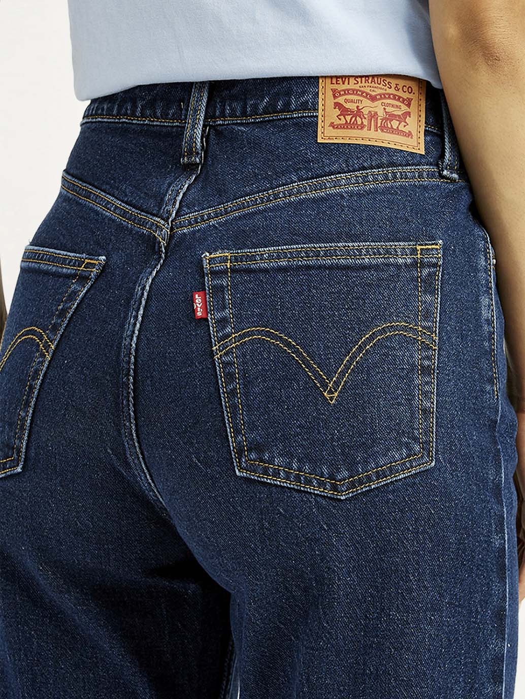Women's Indigo Ribcage Straight Fit High Rise Jeans - Image 5