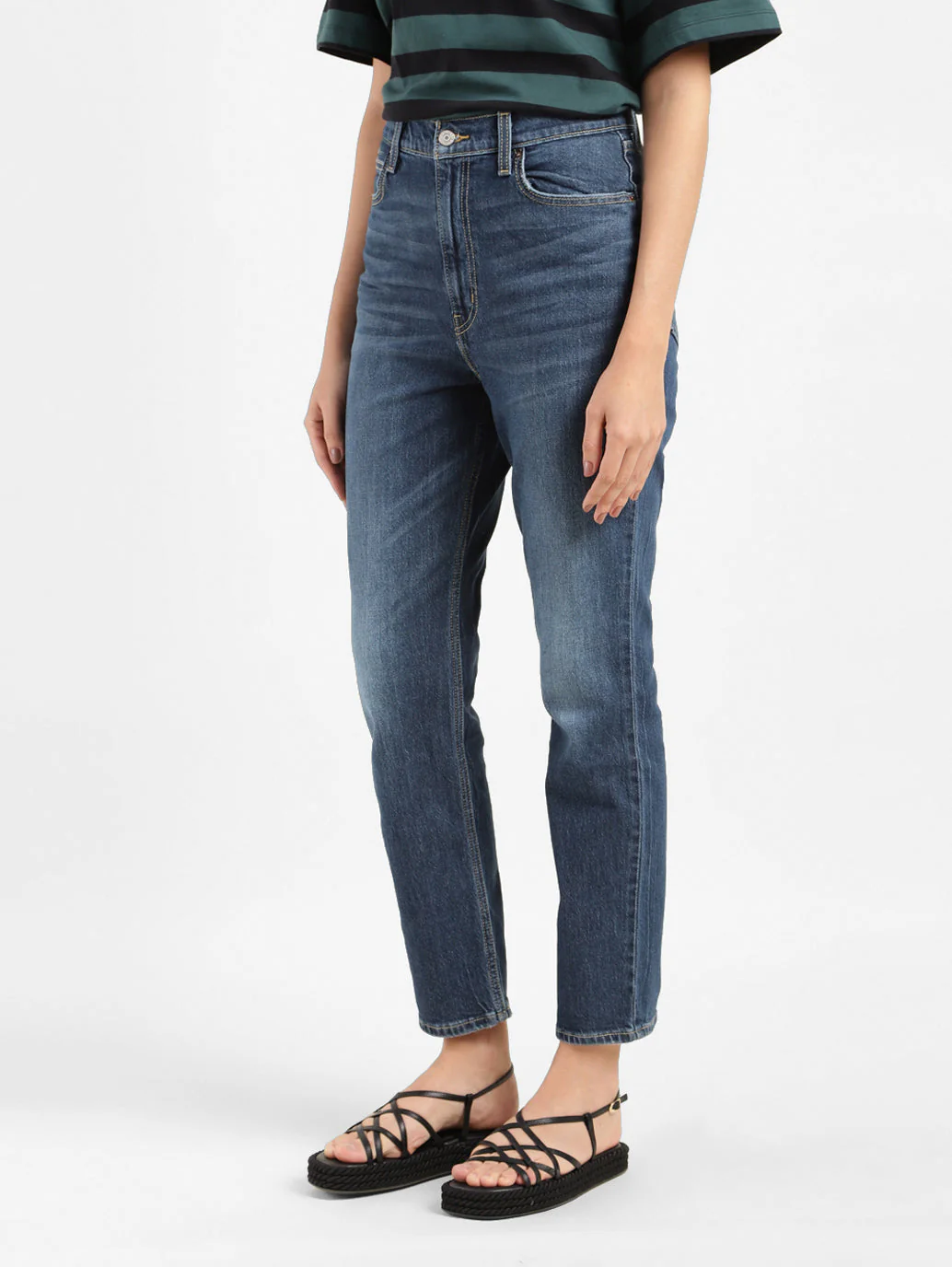 Women's 70s Blue Straight Fit High Rise Jeans - Image 4