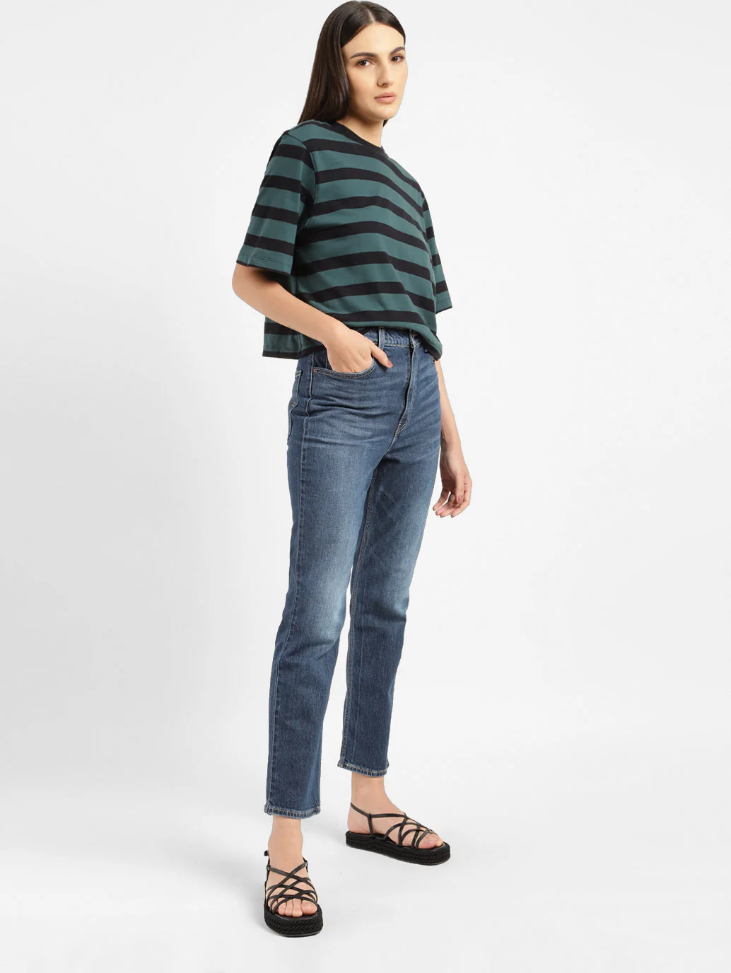 Women's 70s Blue Straight Fit High Rise Jeans - Image 7