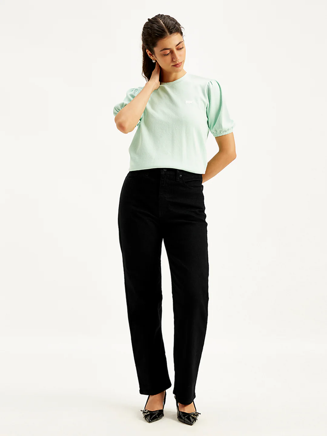 Women's Black Ribcage Straight Fit High Rise Jeans - Image 5