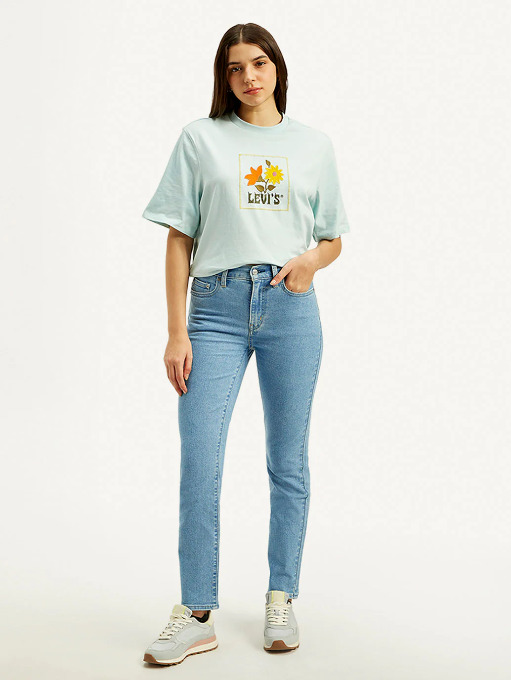 Women's 724 Blue Slim Straight Fit High Rise Jeans - Image 2