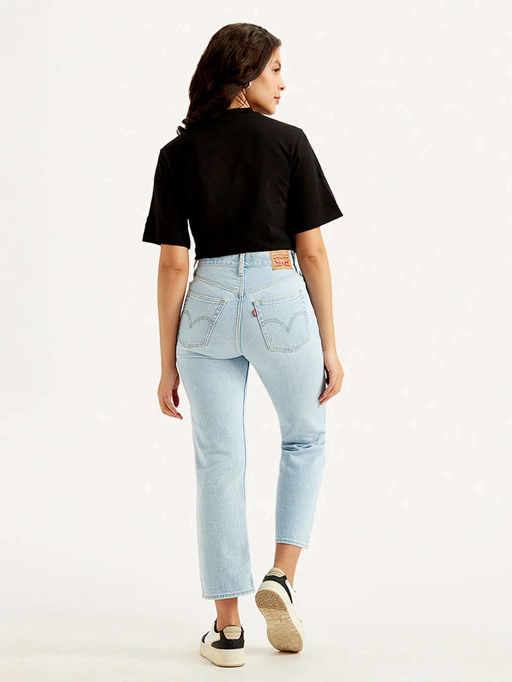 Women's Light Blue Ribcage Straight Fit High Rise Jeans - Image 3