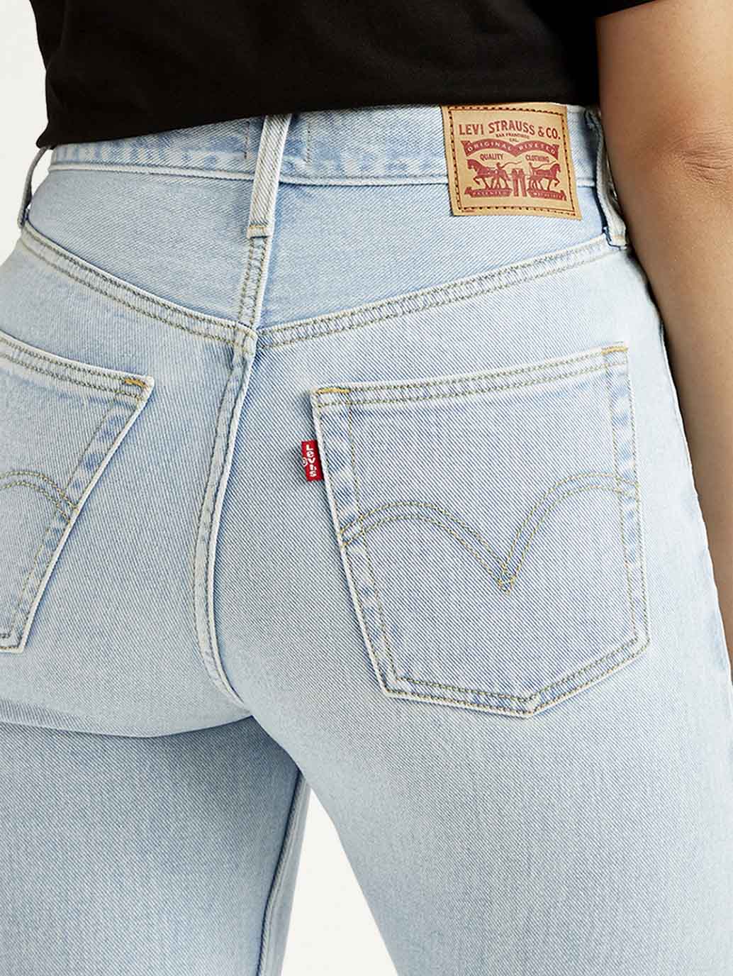 Women's Light Blue Ribcage Straight Fit High Rise Jeans - Image 4