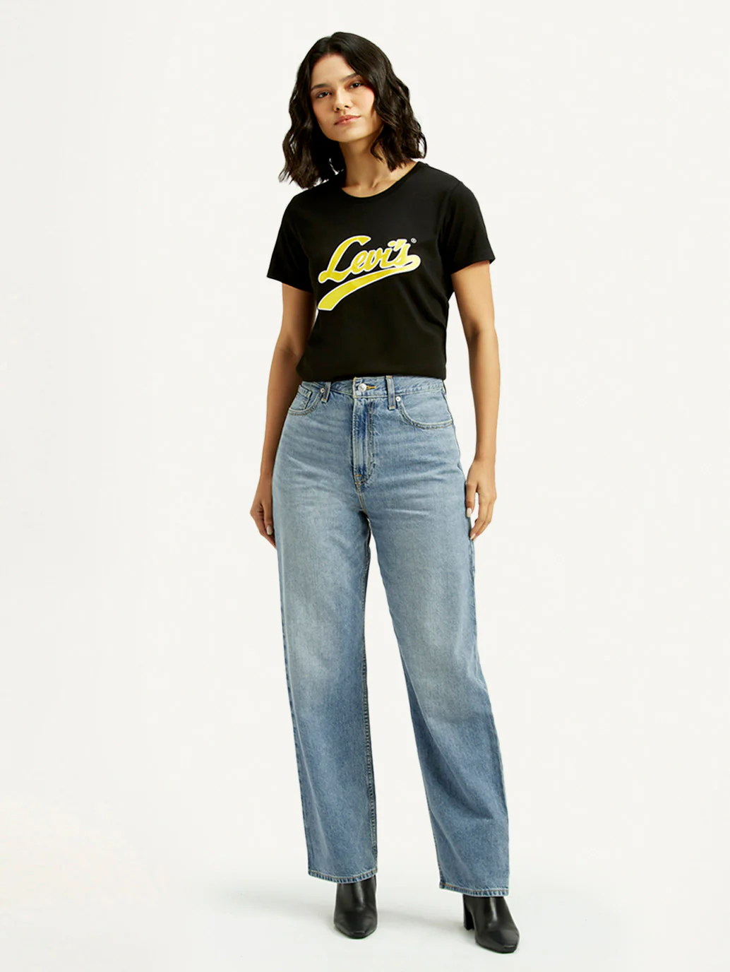 Women's Light Blue Ribcage Straight Fit High Rise Jeans - Image 2