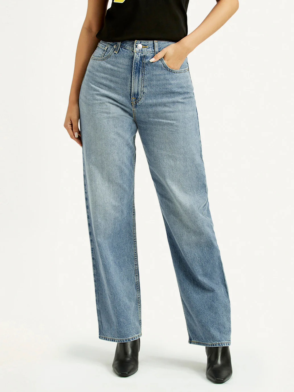 Women's Light Blue Ribcage Straight Fit High Rise Jeans - Image 3