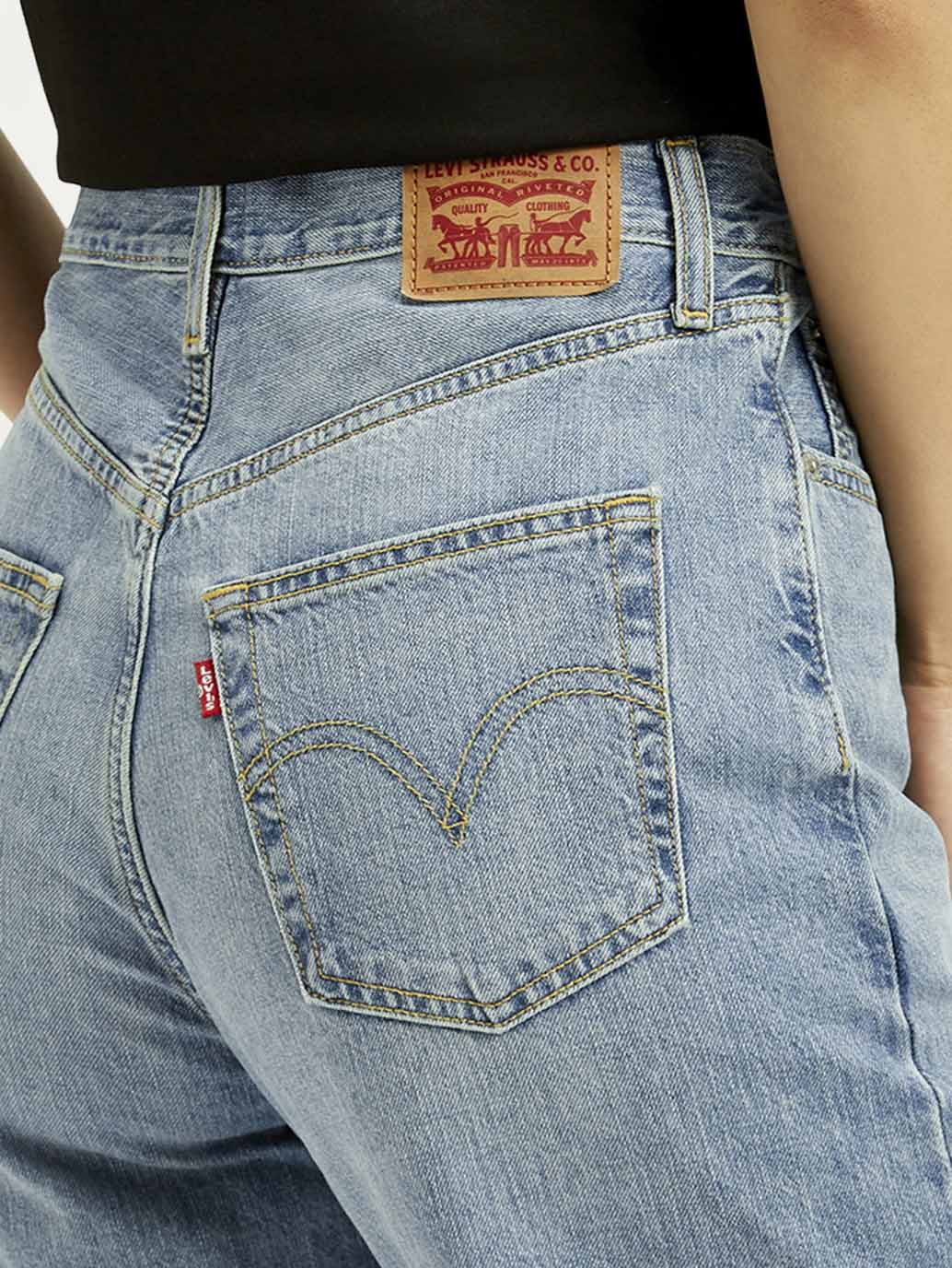 Women's Light Blue Ribcage Straight Fit High Rise Jeans - Image 5