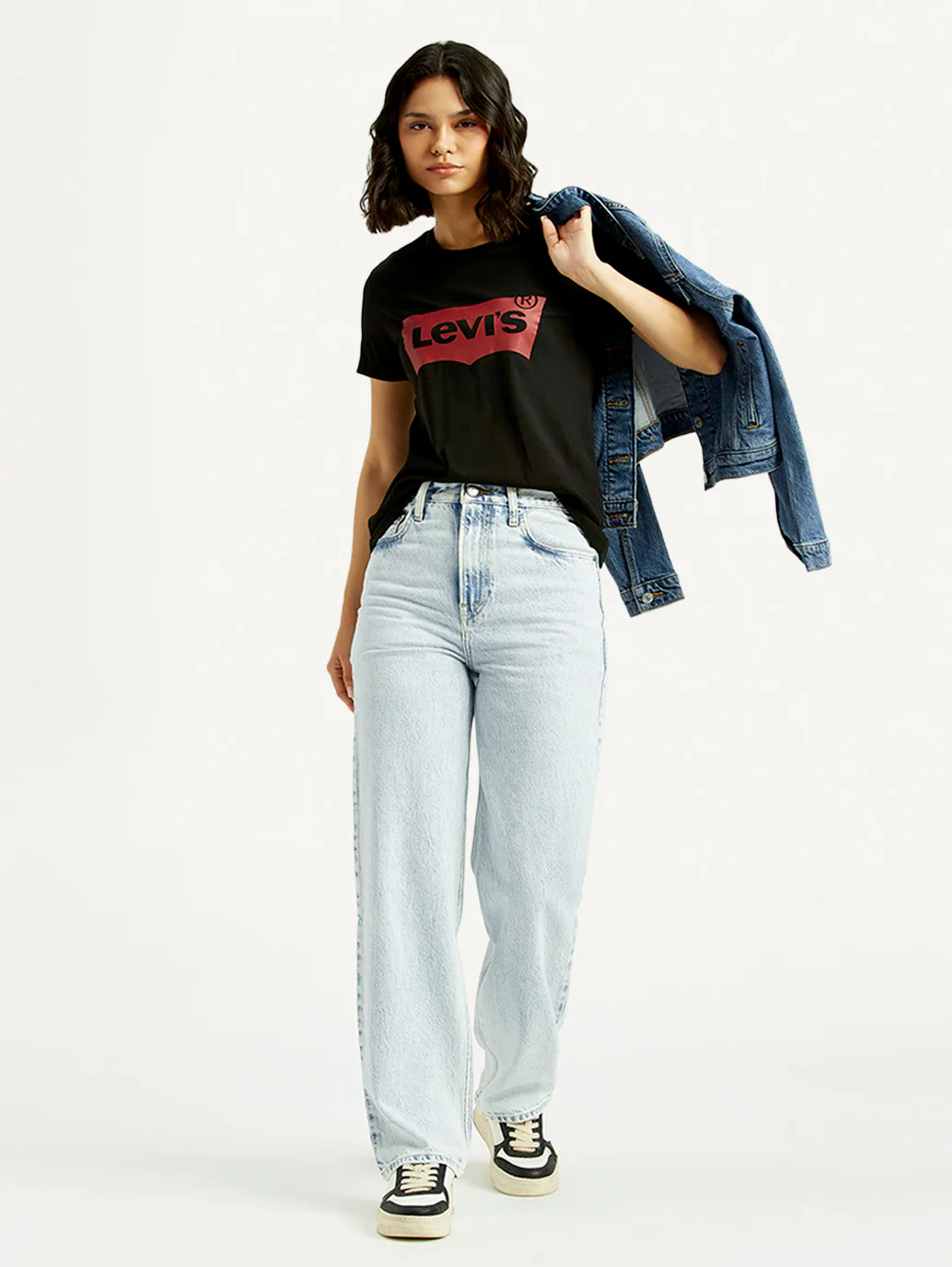 Women's Light Blue Ribcage Straight Fit High Rise Jeans