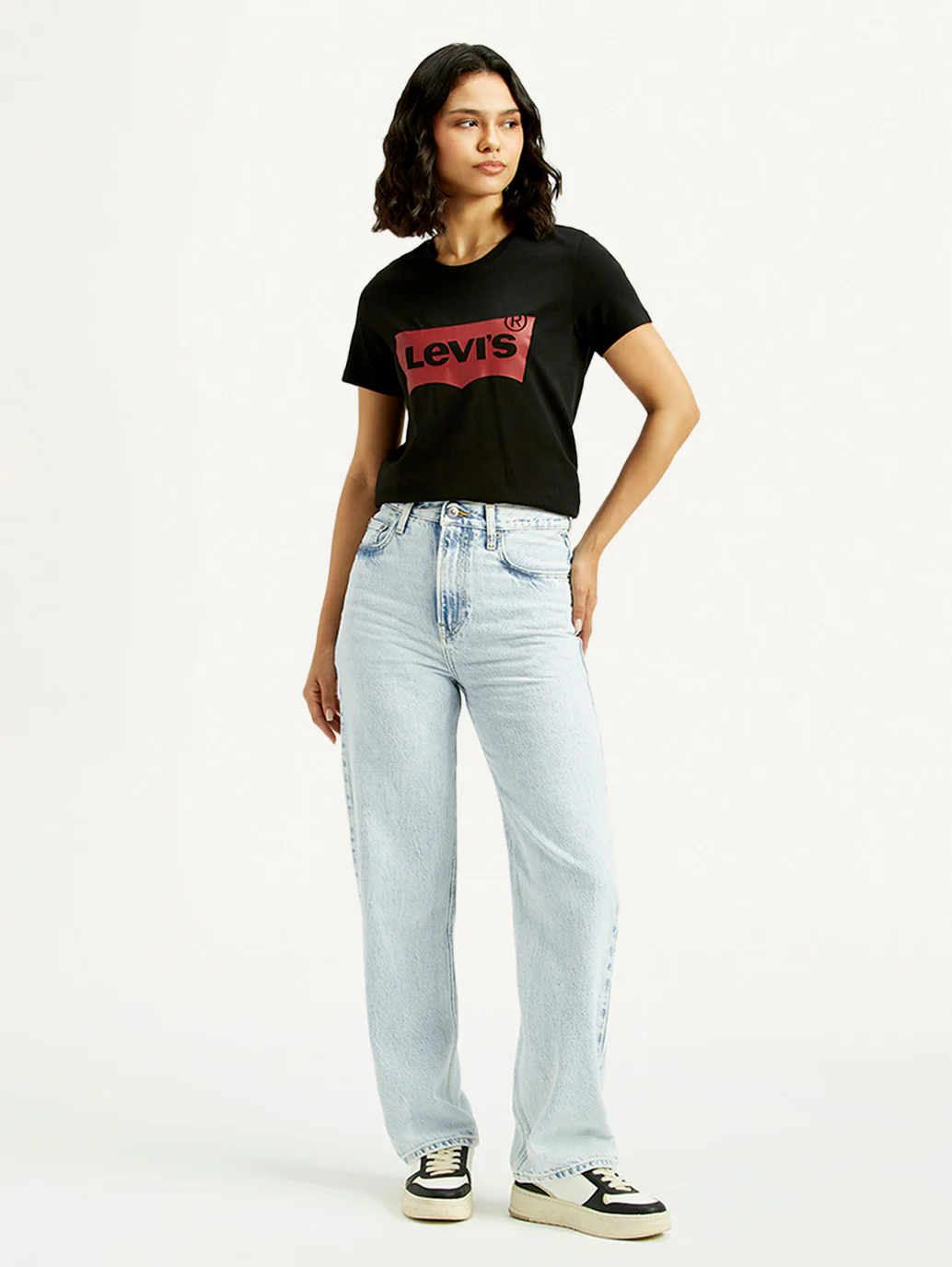 Women's Light Blue Ribcage Straight Fit High Rise Jeans - Image 2