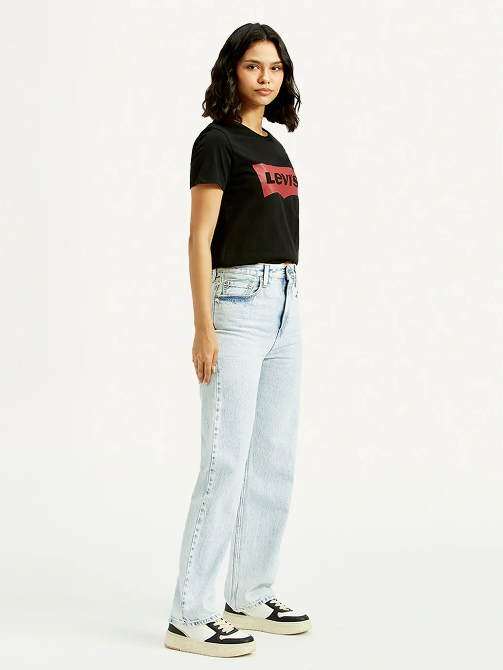 Women's Light Blue Ribcage Straight Fit High Rise Jeans - Image 6