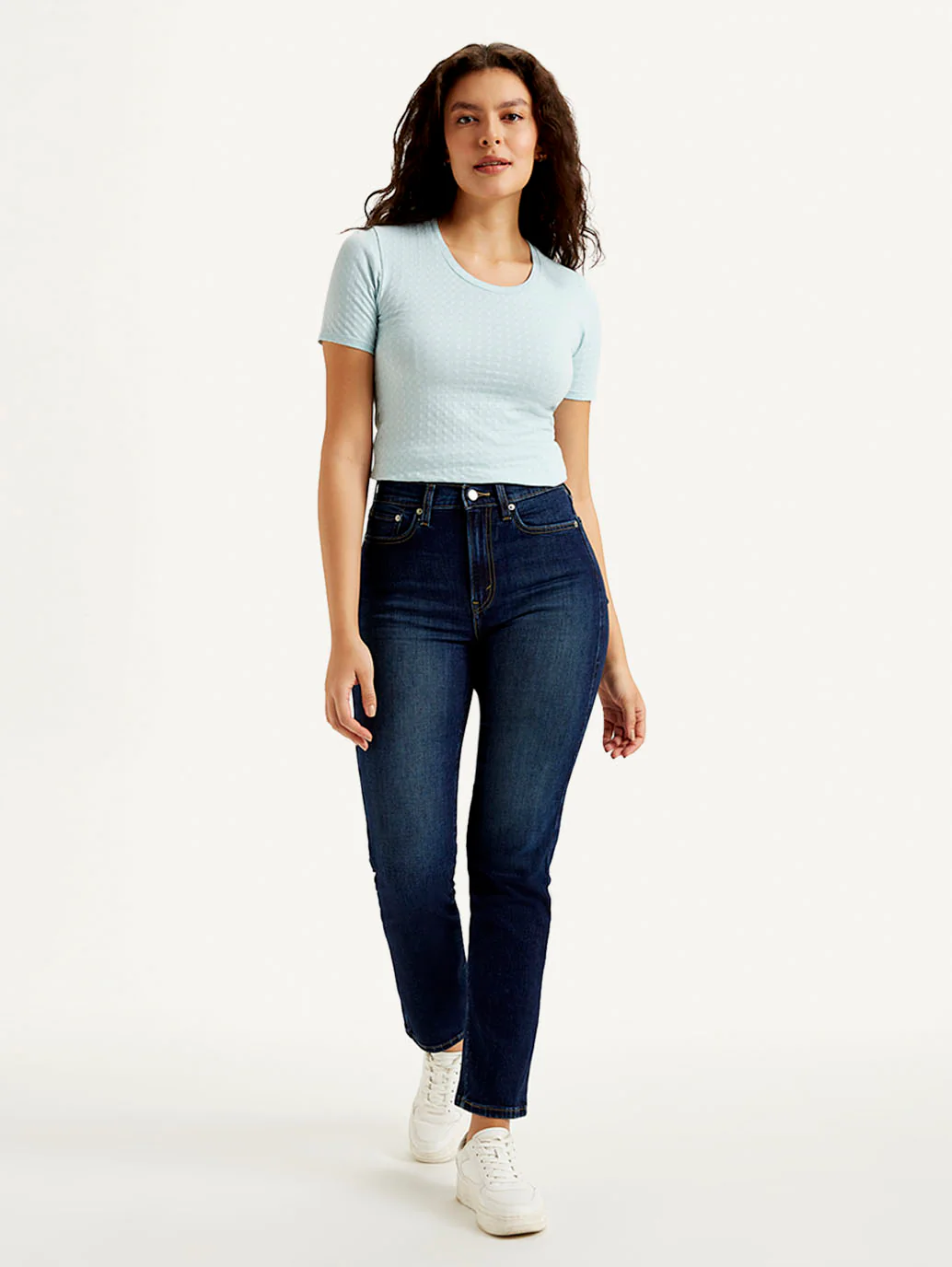 Women's Navy Blue Wedgie Straight Fit Mid Rise Jeans - Image 3