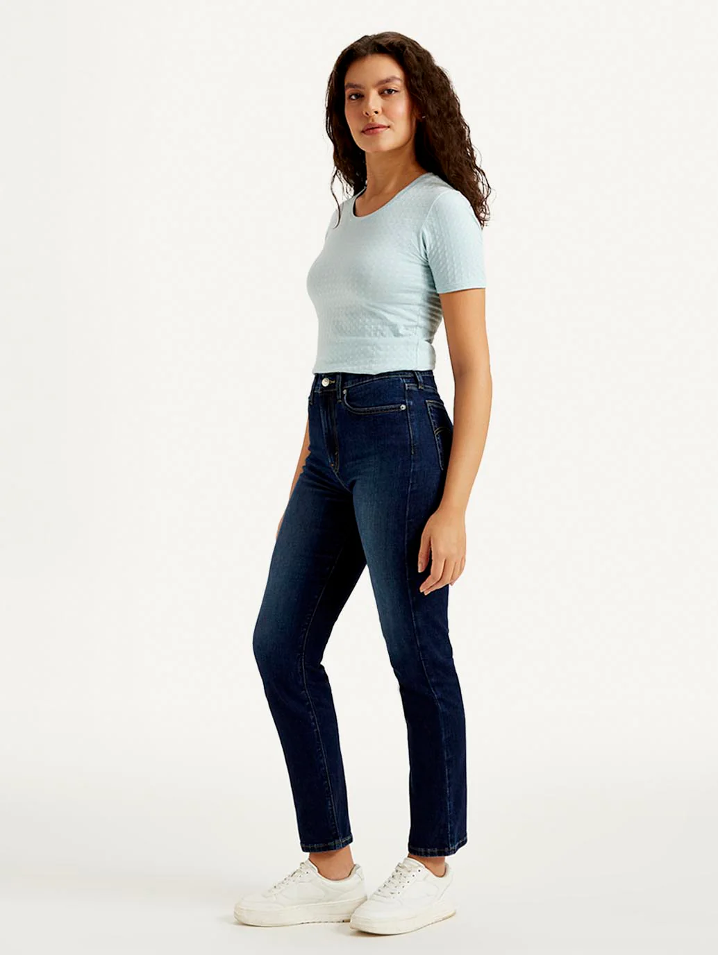 Women's Navy Blue Wedgie Straight Fit Mid Rise Jeans - Image 6