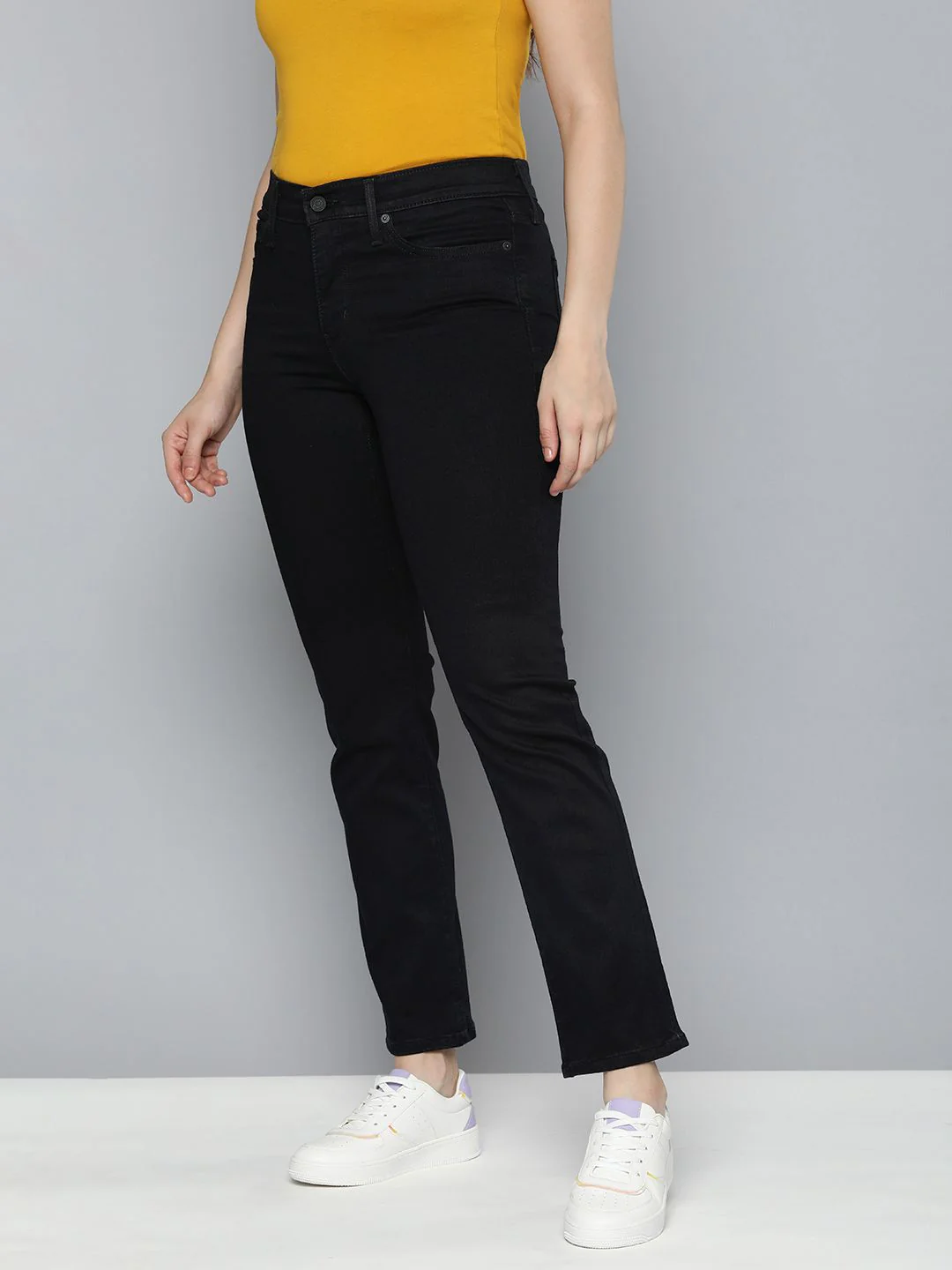 Women's 314 Black Straight Fit High Rise Jeans - Image 2