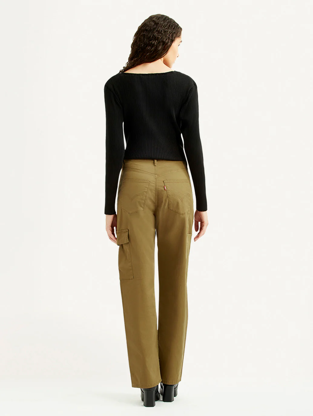Women's Tan Ribcage Straight Fit High Rise Cargo Trousers - Image 3