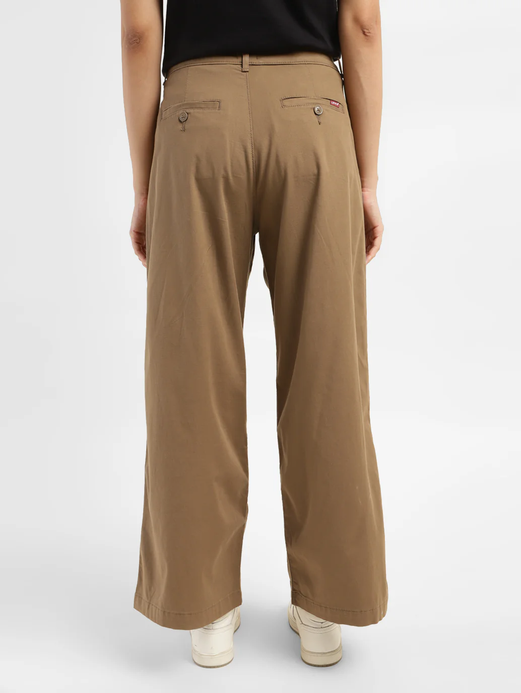 Women's High Rise Tan Wide Leg Trousers - Image 2