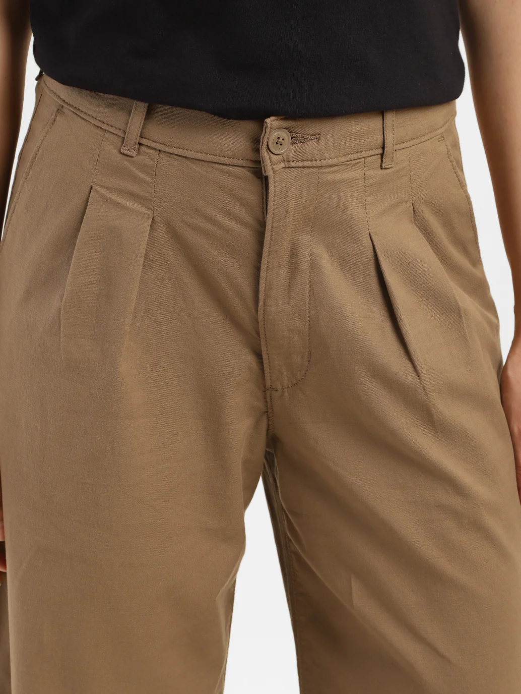 Women's High Rise Tan Wide Leg Trousers - Image 4
