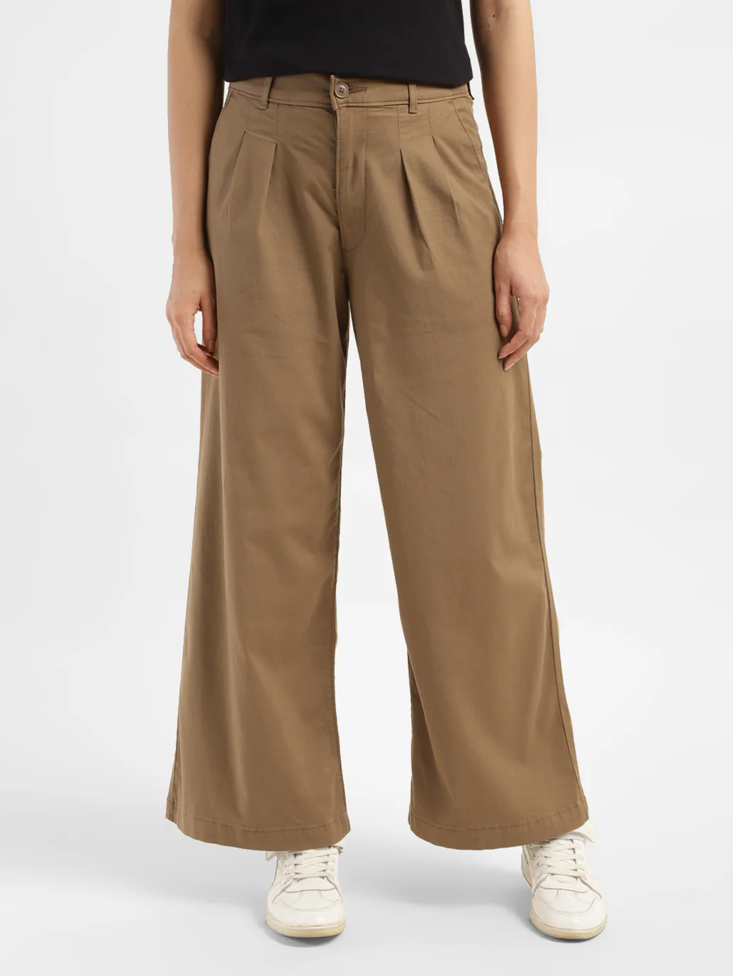 Women's High Rise Tan Wide Leg Trousers - Image 7