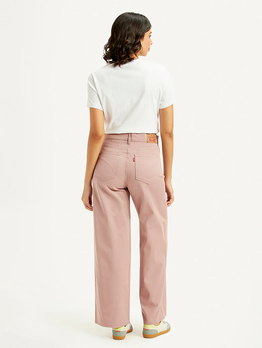 Women's Pink Wideleg Fit High Rise Jeans - Image 3