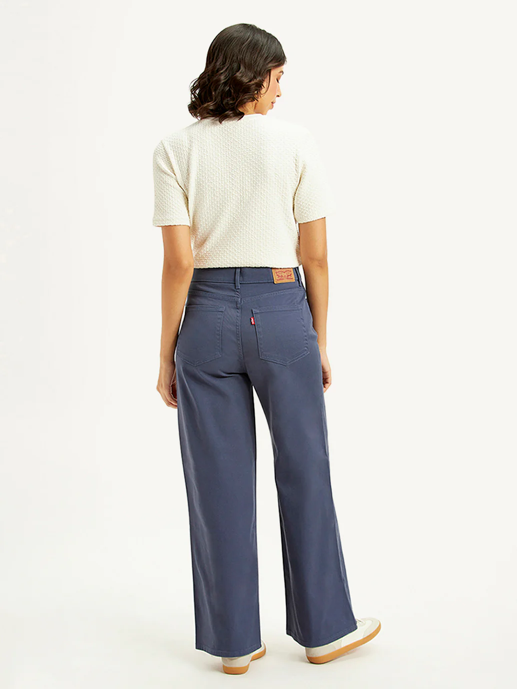 Women's Navy Blue Vintage Chino Wideleg Fit High Rise Jeans - Image 3