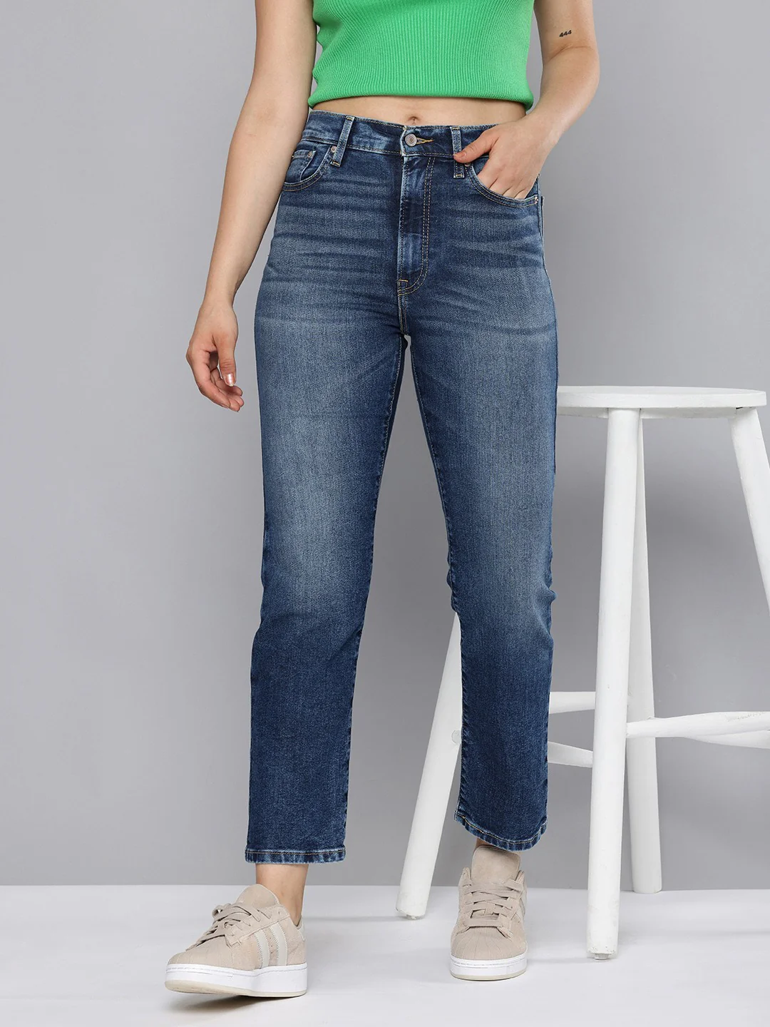 Women's Blue Wedgie Straight Fit High Rise Jeans - Image 4