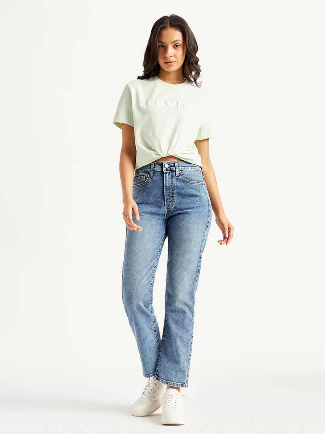 Women's Blue Wedgie Straight Fit Mid Rise Jeans