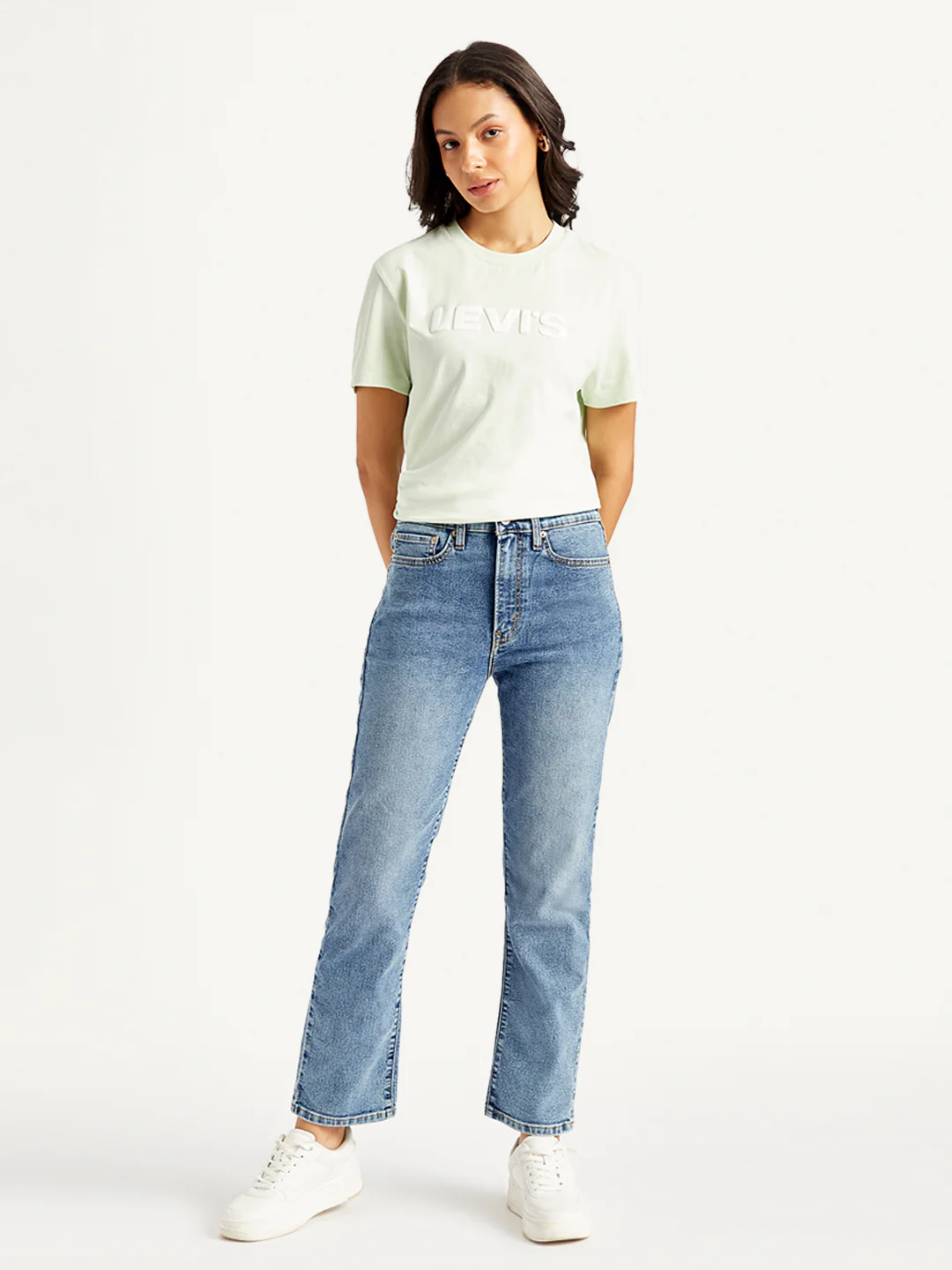 Women's Blue Wedgie Straight Fit Mid Rise Jeans - Image 2