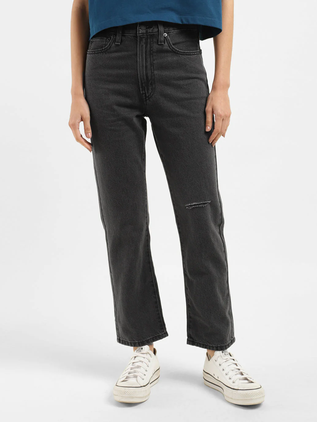Women's Black Wedgie Straight Fit High Rise Jeans - Image 2