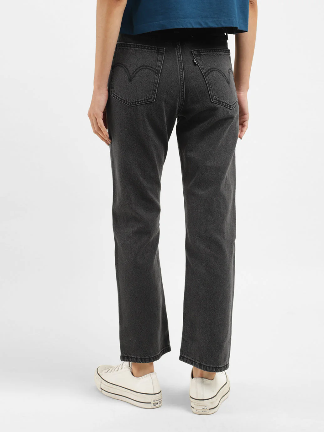 Women's Black Wedgie Straight Fit High Rise Jeans - Image 3