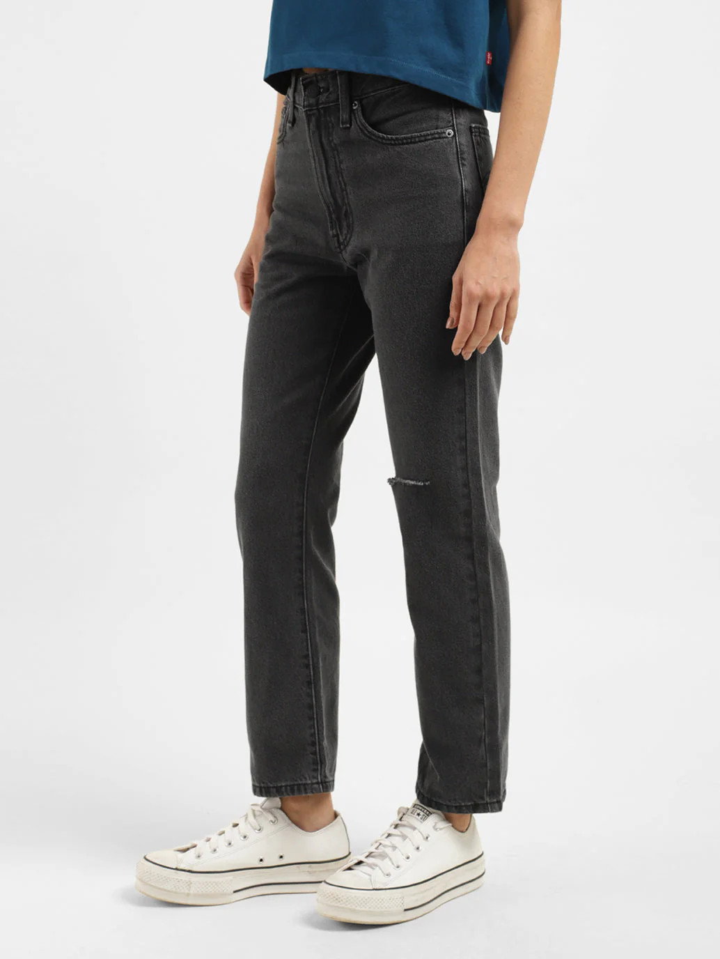Women's Black Wedgie Straight Fit High Rise Jeans - Image 4