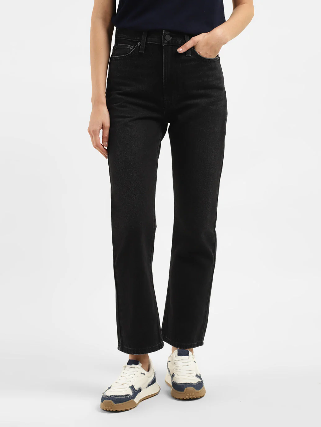Women's Black Wedgie Straight Fit High Rise Jeans - Image 2