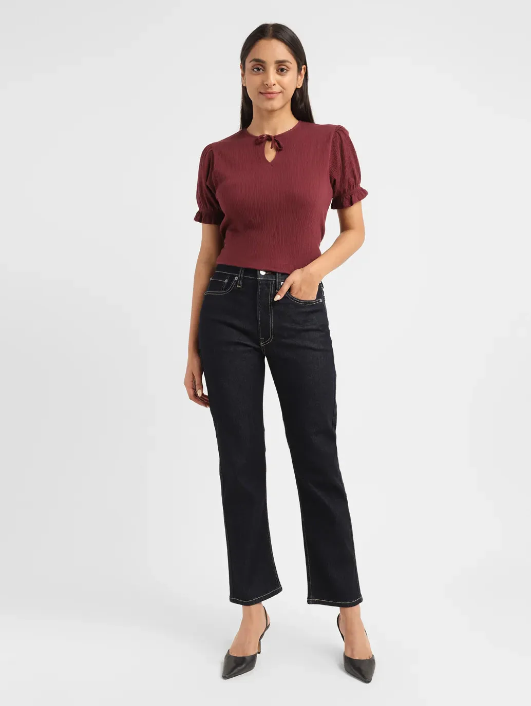 Women's Blue Wedgie Straight Fit High Rise Jeans