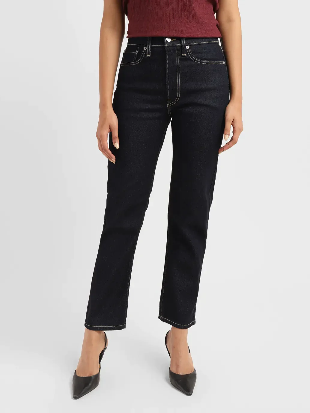 Women's Blue Wedgie Straight Fit High Rise Jeans - Image 2