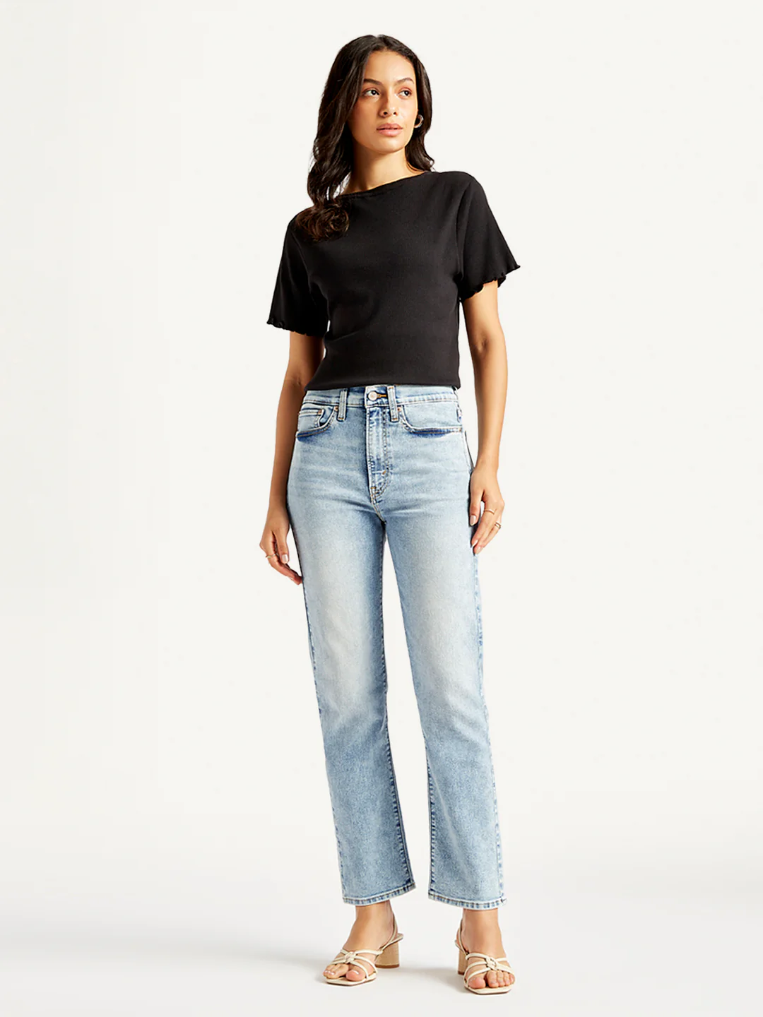 Women's Blue Wedgie Straight Fit Mid Rise Jeans