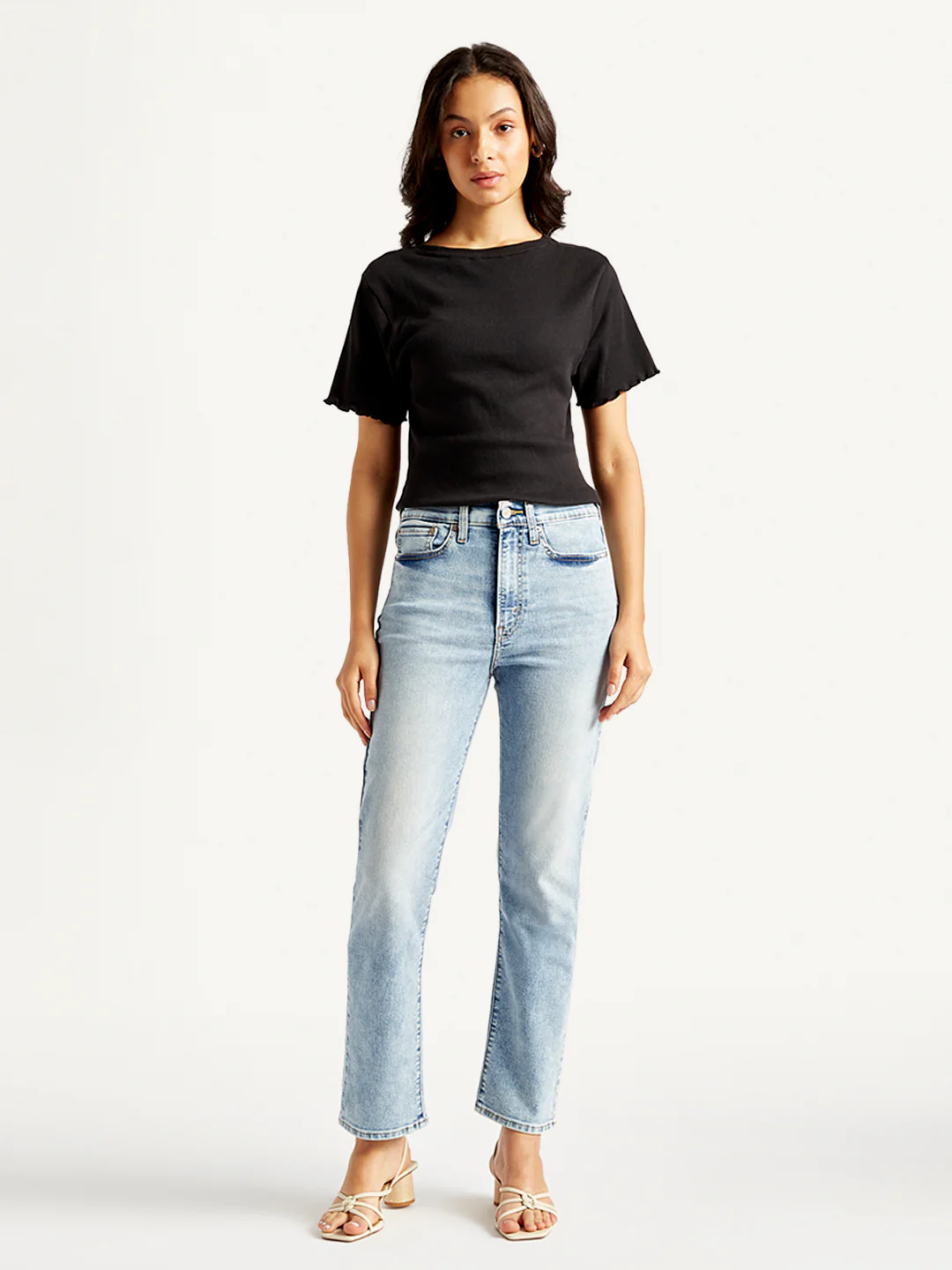 Women's Blue Wedgie Straight Fit Mid Rise Jeans - Image 2