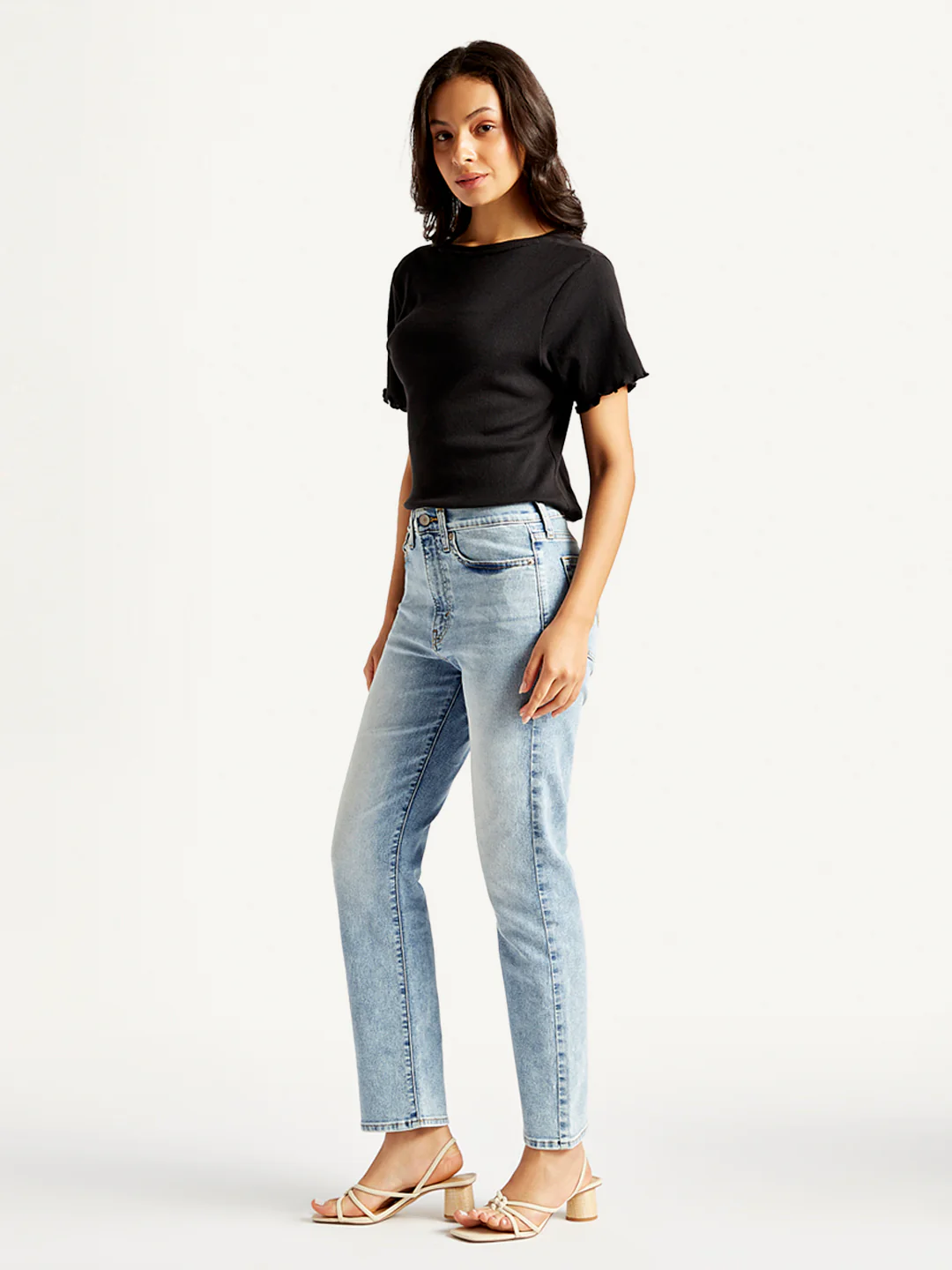 Women's Blue Wedgie Straight Fit Mid Rise Jeans - Image 4
