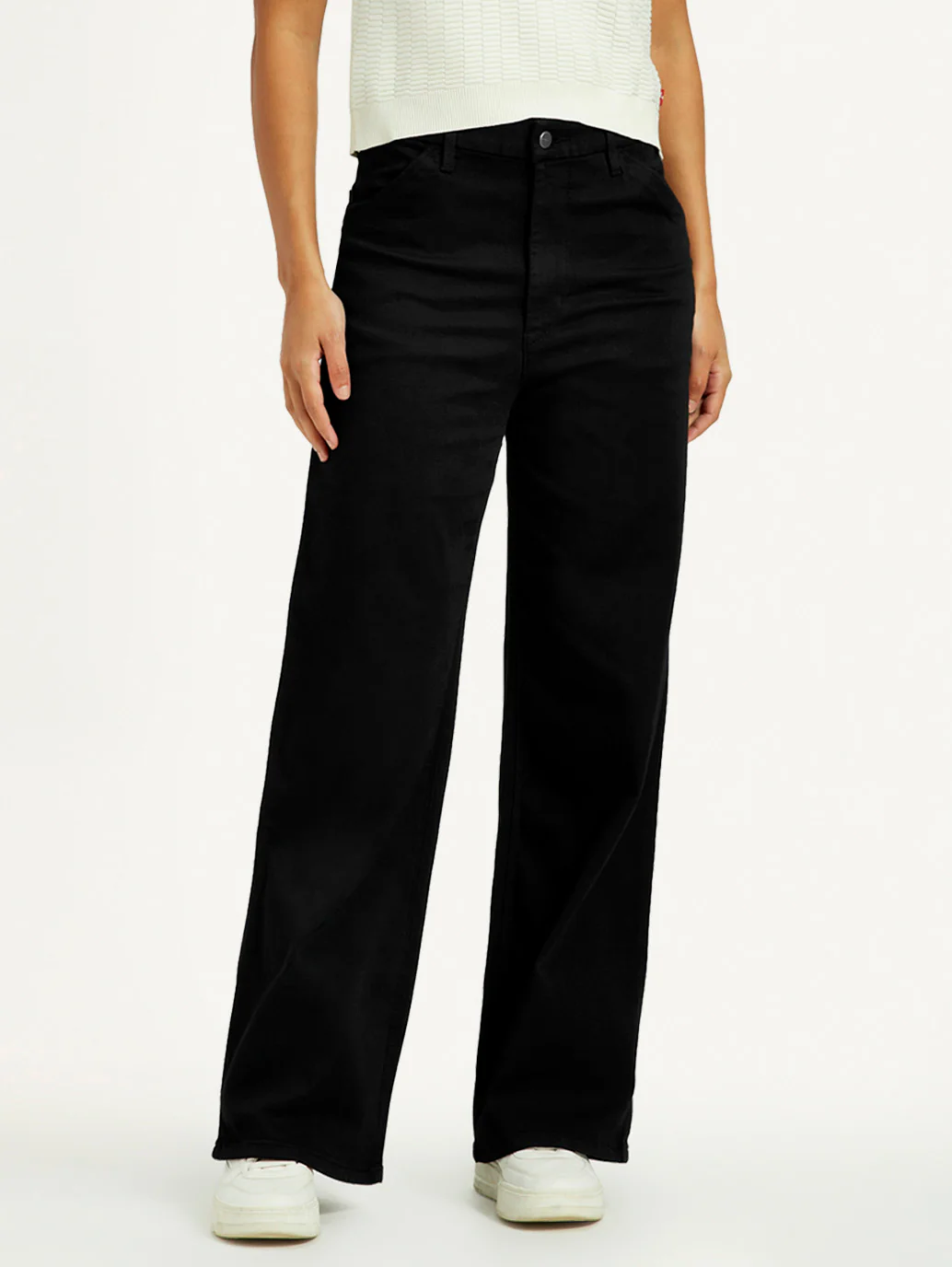 Women's Redloop Black Ribcage Wide Leg Fit High Rise Jeans - Image 2